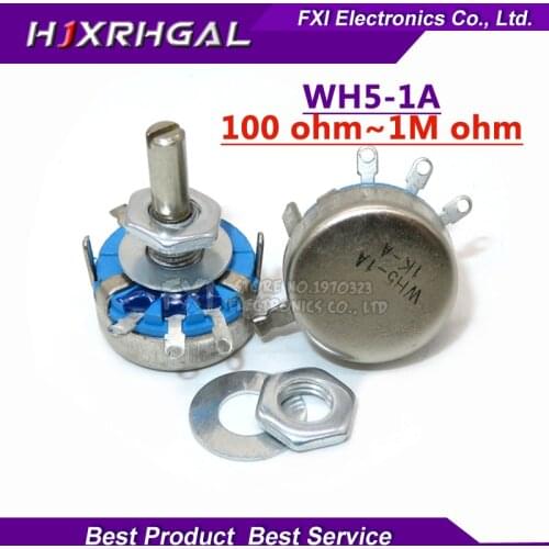 10pcs WH5-1A 1k 2k 10k 47k 4k7 470r 100k 470k 220k 1k5 22k 1m ohm 3-Terminals Round Shaft Rotary Taper Carbon Potentiometer WH5
