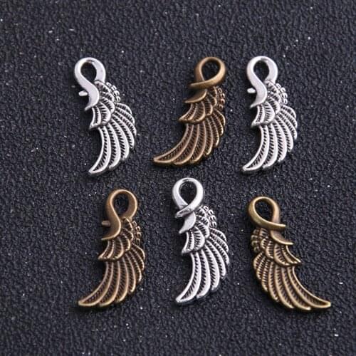 16pcs/lot 9*24mm Antique /Bronze Metal Alloy Small Angel Wings Jewelry Making Charms