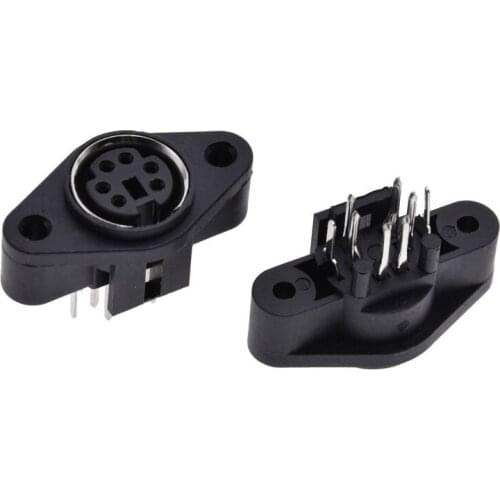 2PCS MDC/S Terminal Socket DIN Jack Connector Mini PS2 6Pin 6P with Fixed Hole Mouse Keyboard