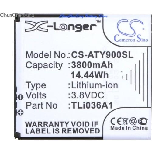 Cameron Sino 3800mAh Battery TLi036A1 for Alcatel One Touch Link 4G+, 4G+ LTE, Y900, Y900NB