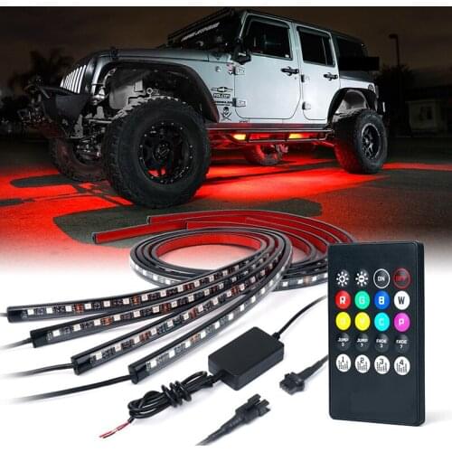 Car Underglow Strip Lights Interior With Infrared Remote Control APP 4 RGB LED Chip Set + Silicone Housing Vehicle Lamp