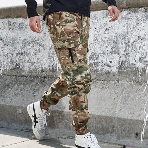 Spring Autumn army tactical pants Fashion Streetwear Casual washing Camouflage cargo pants men casual Tooling beam pants