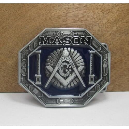 BuckleClub wholesale retro blue enameled MASON jeans gift belt buckle for men FP-02908 pewter finish 4cm width loop