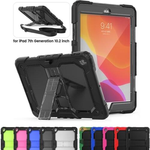 For iPad 10.2 2019 A2198 A2200 Kids Case 3 Layer Heavy Duty Shockproof Rugged Protective Cover with Hand and Shoulder Straps