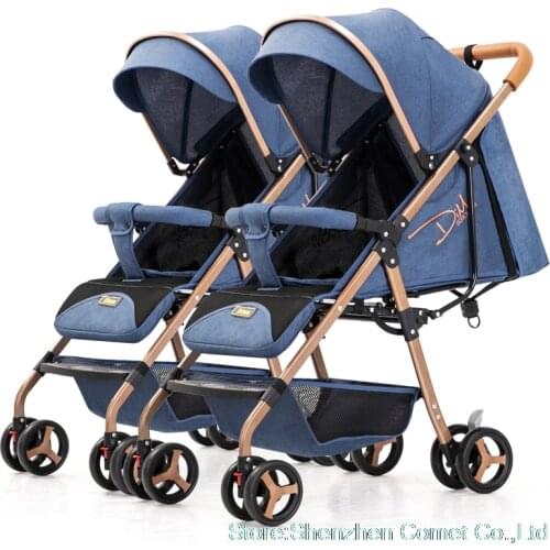 2020 Separable twins baby stroller sitting lying twins stroller double seat baby buggy for 0-3 years old baby