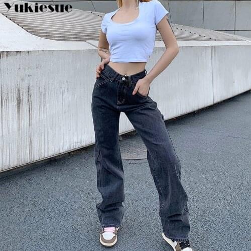 2020 autumn Straight Denim Vintage wide leg jeans woman Office Lady Jeans Women Trousers High Waist Large Size Pants Female