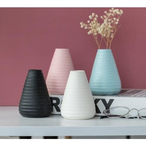 Ceramic Crafts Vase Stoneware Hand-glazed Cone-shaped Round Pattern European Style Retro Pots for Plants Ceramic Pot Flower Pot