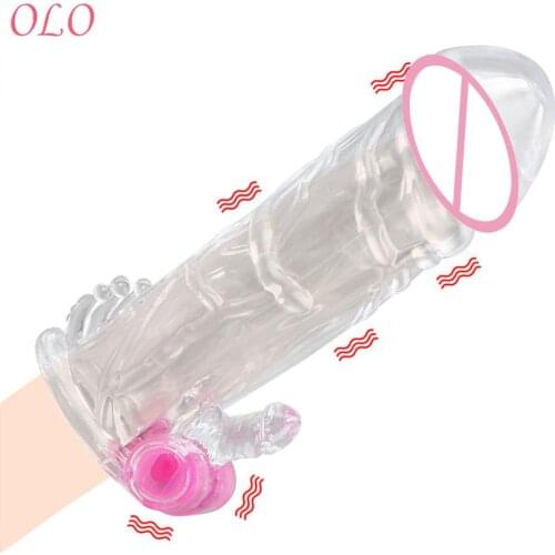 OLO Penis Rings Delayed Ejaculation Adults Products Sex Toys For Men G-spot Cock Sleeve Penis Sleeve Vibrator Reusable Condom