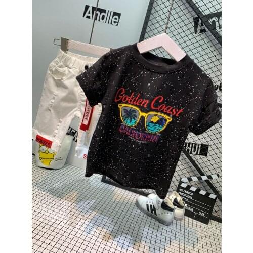 2020 2pcs Summer Baby Boy Children Glassess Pringting Suit T-shirt + Shorts Boys Clothes Kids Clothes sets 2-7