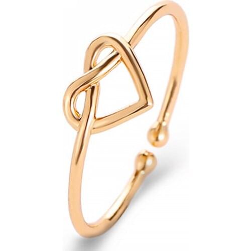 Korean Style Knotted Ring Ladies Temperament Simple New Hollow Love Open Ring Peach Heart Heart Ring