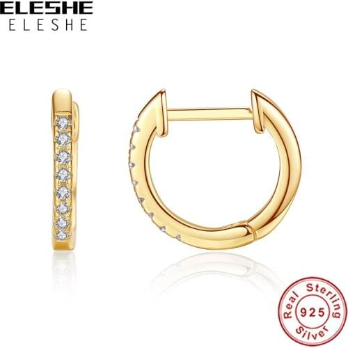 Colorful Shiny Crystal Zircon Hoop Earrings for Women Wedding Gold Jewelry Round Circle Earrings 925 Sterling Silver Earrings