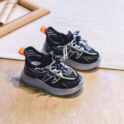2021 New autumn Baby Boy Girl Shoes Knitting Mesh Breathable Infant Toddler Shoes Soft Bottom Non-Slip Child Sneakers Black