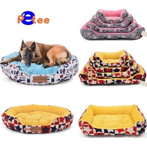 Square Dog Bed (S-L) Large Pet Dog House Cushion Kennel Soft Fleece Nest Dog Cat Baskets Mat Winter Waterproof Accessories
