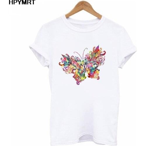 Summer Fashion Women Tshirt Harajuku Watercolor Butterfly Print T Shirt Female Casual White Tops 90s Girls Short Sleeve T-shirts