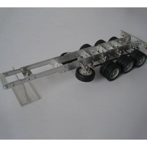 1:32 scale 3-axle trailer model truck chassis aluminum alloy truck model for truck container car DIY with spring shock absorber
