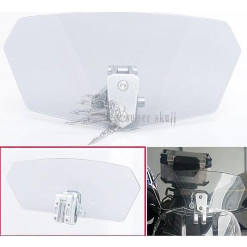 Motorcycle Transparent Adjustable Windshield Extension Clip On Spoiler Deflector For Harley Honda BMW Indian Scooter Motocross