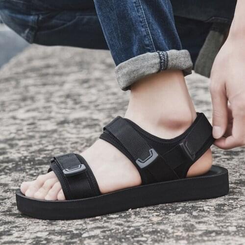 Mens Summer Shoes Platform Sandals Casual Shoes Outdoor Breathable Slip On Black Shoes Sandalias Hombre Size 39-46 2021 New