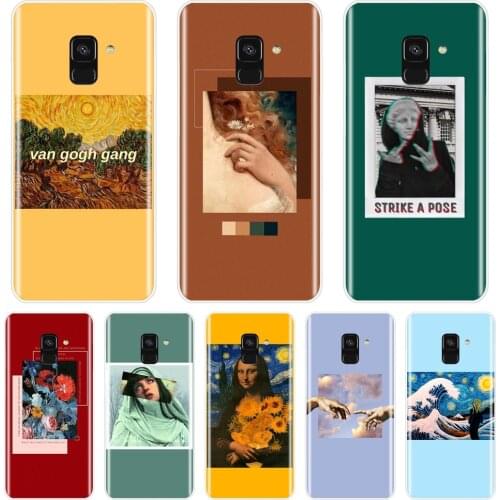 Soft Silicone Phone Case For Samsung Galaxy A5 A7 2018 A6 A8 Plus Yellow Van Gogh Red Back Cover For Samsung A3 A5 A7 2016 2017
