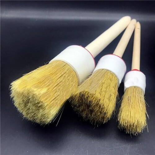 AOZBZ 5pcs Multifunction Cleaner Brush Set Natural Boar Hair Detail Brush Auto Detailing Brush For Car Polishing Brush