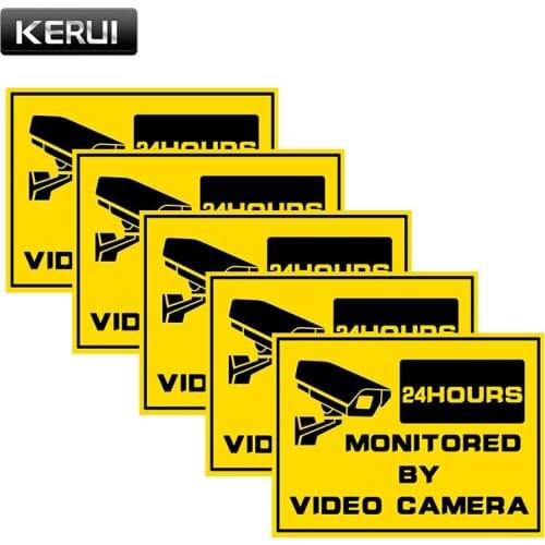 5pcs WARNING STICKER Security Signs-Window Stickers Home Security Surveillance System CCTV Alert Sticker For IP Camera