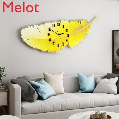 Nordic Feather Clock Wall Clock Living Room Creative Home Fashion Personalized Art Decorative Clock Decorate Clock Simple
