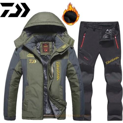 2020 New Mens Ski Suit Daiwa Windproof Waterproof Thicken Warm Dawa Snow Coat Winter Skiing And Fishing Jacket and Pants Set
