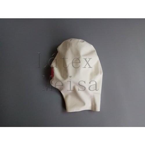 Novelty exotic bdsm latex catsuit hood open nostrils including penis no back zip for adults