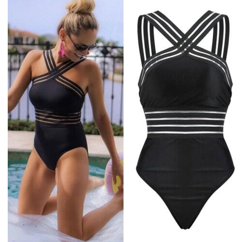 New Summer Womens Sexy One Piece Swimsuit Monokini Striped Beachwear Swimwear Bathing Suit Push Up Bikini Holiday