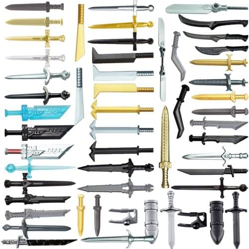 Single sell duploed military mediaeval times golden weapons for 4cm mini dolls MOC building blocks brick toys for children