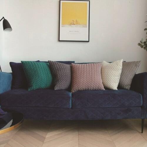 Pure Color Single-sided Velvet Twist Braid Pattern Decorative Cushion Cover 45*45cm No Core Simplicity Home Textile Sofa Decor