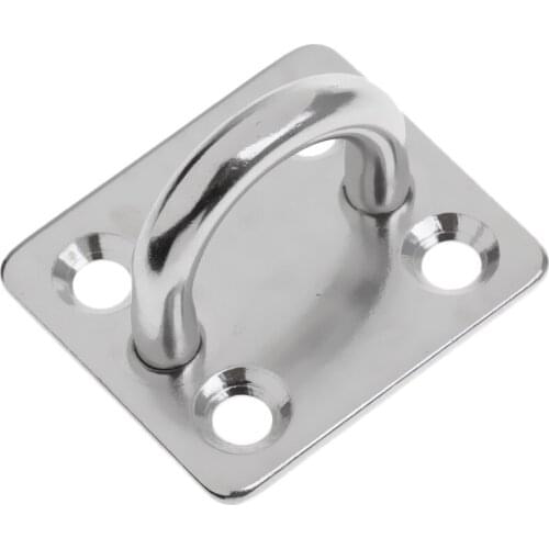 Heavy Duty 304 Stainless Steel Pad Eye Plates 5mm 6mm 8mm Square Base Staple Mooring Fitting for Marine Boat Sailboat