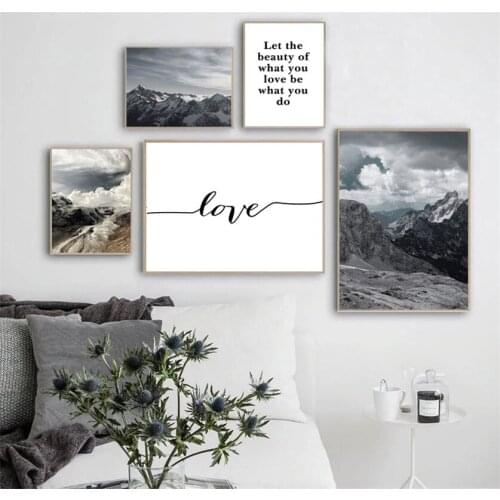 Natural Mountain Landscape Love Quotes Nordic Posters And Prints Wall Art Print Canvas Painting Wall Pictures For Living Room