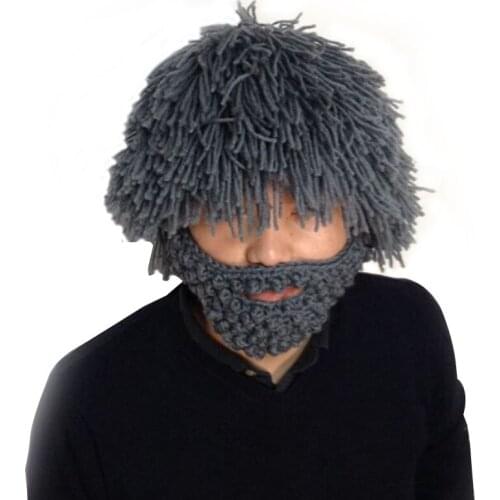 Wig Beard Hats Hobo Mad Scientist Rasta Caveman Handmade Knit Warm Winter Caps Men Women Gift Funny Party Mask Beanies