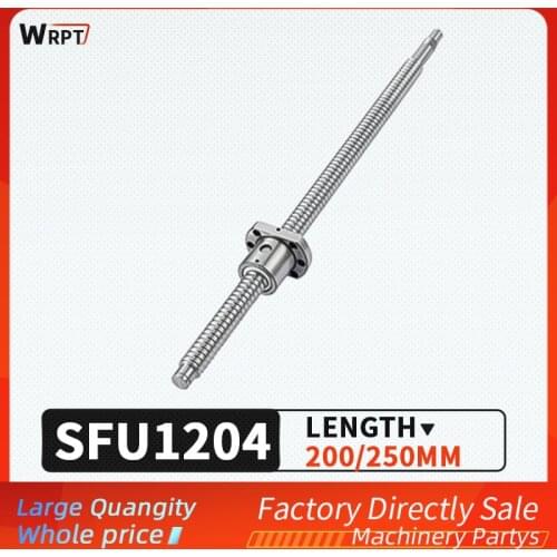 SFU1204 200 250mm rolled ball screw C7 with 1204 flange single ball nut BK/BF10 end machined CNC