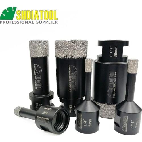 SHDIATOOL 6pcs/set Vacuum brazed diamond Dry drilling bits 5/8-11 connection porcelain tile granite marble Masonry hole saw