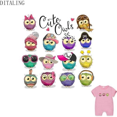 Cute Animal Clothing Patches Iron-On Transfers For Children Clothes DIY Washable Owls Stickers Non-Toxic Ironing Thermo-Stickers