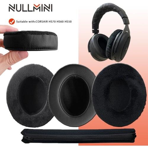 NullMini Replacement Earpads for CORSAIR HS70 HS60 HS50 HS35 Headphones Headbeam Thicken Soft Leather and Velvet Earmuff