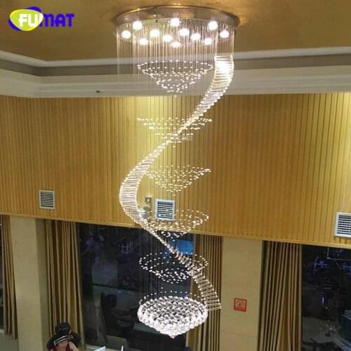 Modern Chandelier LED K9 Crystal Lamps Long Pendant Chandelier Lustres De Cristal Kronleuchter Spiral Stair Chandelier