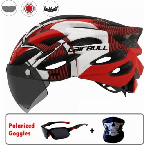 Men Women Bicycle Cycling Helmets Intergrally-molded Mountain Bike Helmet with Goggles Visor Safety Taillight MTB Casco Ciclismo