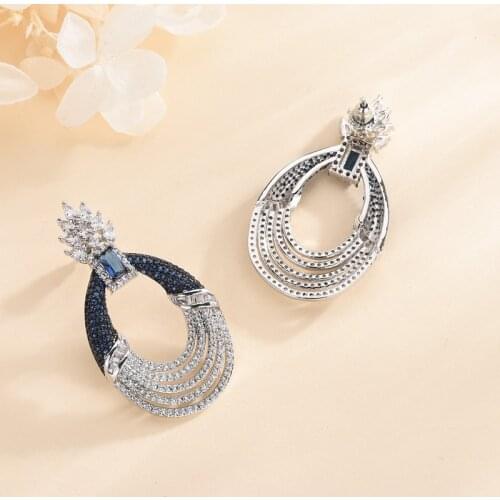 European and American designers high jewelry gorgeous charm fine water droplets women earrings banquet bride wedding daily party
