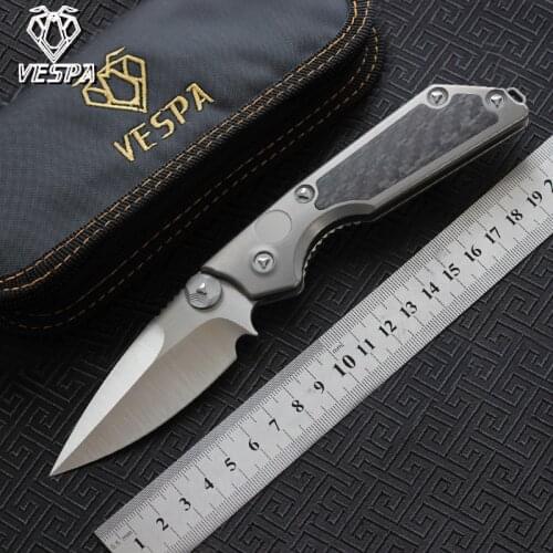 VESPA Version MSG-2 knife Blade:M390 Handle:TC4+CF,outdoor camping hunting survival pocket kitchen fruit knife EDC tool knives