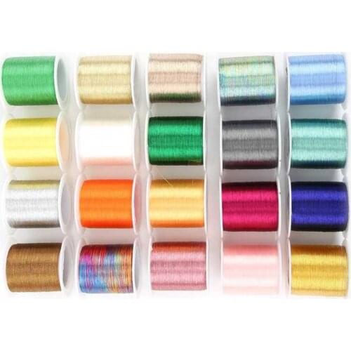 Embroidery Supplies Embroidery Threads Polyester 300Meters 20 Colors Sewing Machine Kit Accessories Thread for Sewing