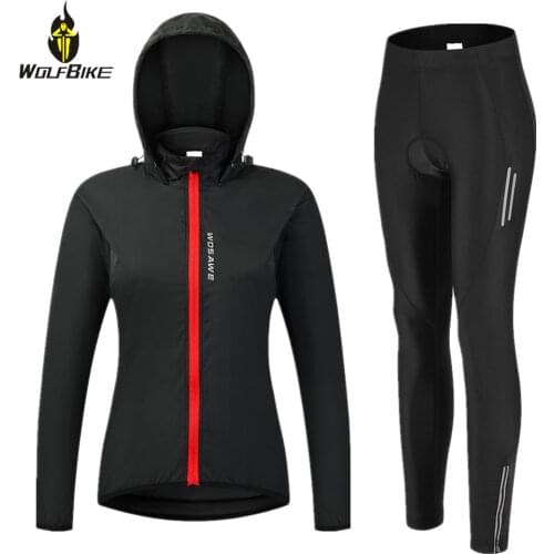 WOSAWE Long Sleeve Womens Cycling Clothing Suit Bicycle Long Jersey Wind Coat Set Road Cycling MTB Bike Jackets Pants Jumpsuit