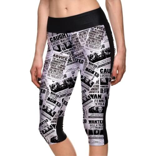 Women Letter Printing Sports Pants 3D Fitness Running Jogging Capris 6 Patterns Plus Size