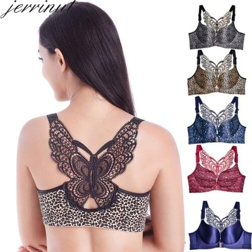 Jerrinut Sexy Bra Seamless Plus Size Bra Front Closure Leopard Bras For Women Bralette Push Up Bra Underwear Women