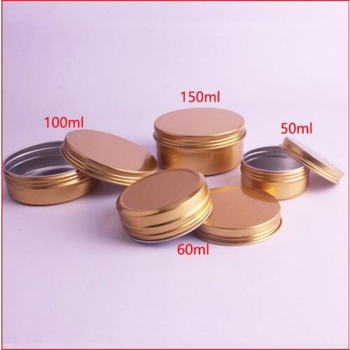 50/60/100/150ml gold aluminum jar/metal cream jar aluminum tin metal cosmetic container for cream powder gel use 100pcs/lot