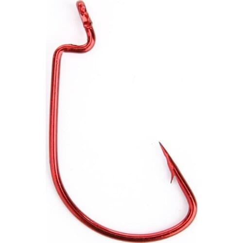 10Pcs/lot High Carbon Steel Fishing Hooks Red Bloody Crank Offset hook Lure Soft Bait Worm fishing tackle
