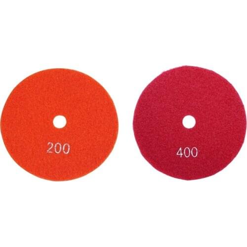 2Pcs 5 Inch 125mm Wet Diamond Polishing Pads Marble Granite Grits 200 & 400