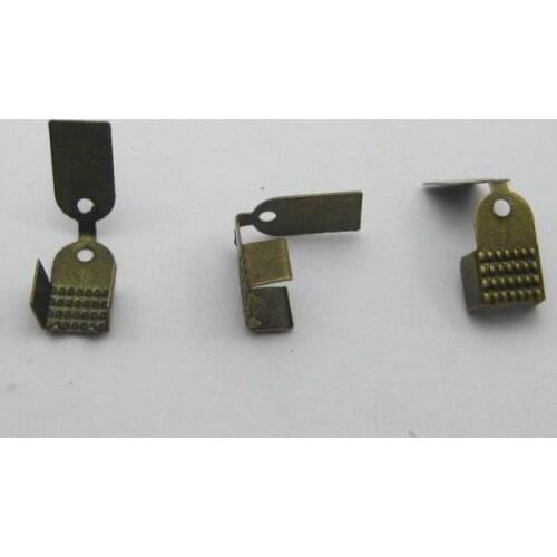 200 Bronze Crimp Beads End Caps With Tongue 11x6mm