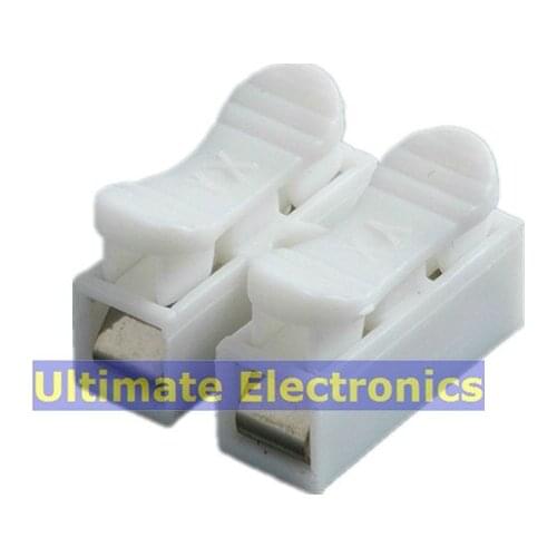 200pcs CH-2 Spring Wire Quick Connector 2p Electrical Crimp Terminals Block Splice Cable Clamp Fit Led Strip